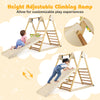 Height adjustable climbing ramp on a 4-in-1 indoor jungle gym, made of solid wood for safe play and versatility.