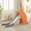 Indoor 4-in-1 slide for kids with basketball hoop, orange and gray design, featuring safe non-slip steps and handles.