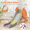 Extended slide for kids with handrail protection, featuring acceleration and deceleration zones, ideal for indoor play.