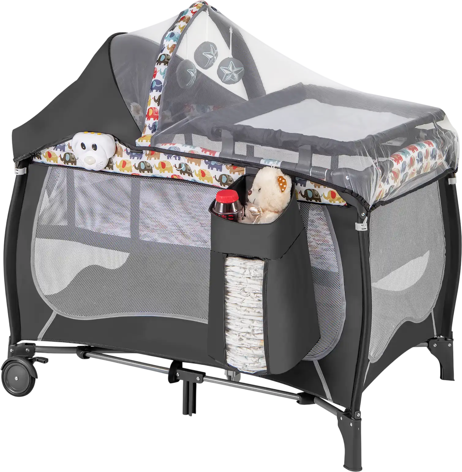 Costway 4-in-1 Portable Baby Nursery Center Playpen w/ Net Music Box 52846379 New