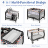 Portable 4 in 1 baby nursery center in multicolor with changing table, net, and music box for versatile infant care.