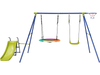 4-in-1 Heavy-Duty Metal Playset with Slide and Basketball Hoop