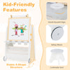 4-in-1 toddler activity table set with magnetic whiteboard and chalkboard, featuring rolling wheels and A-shape.