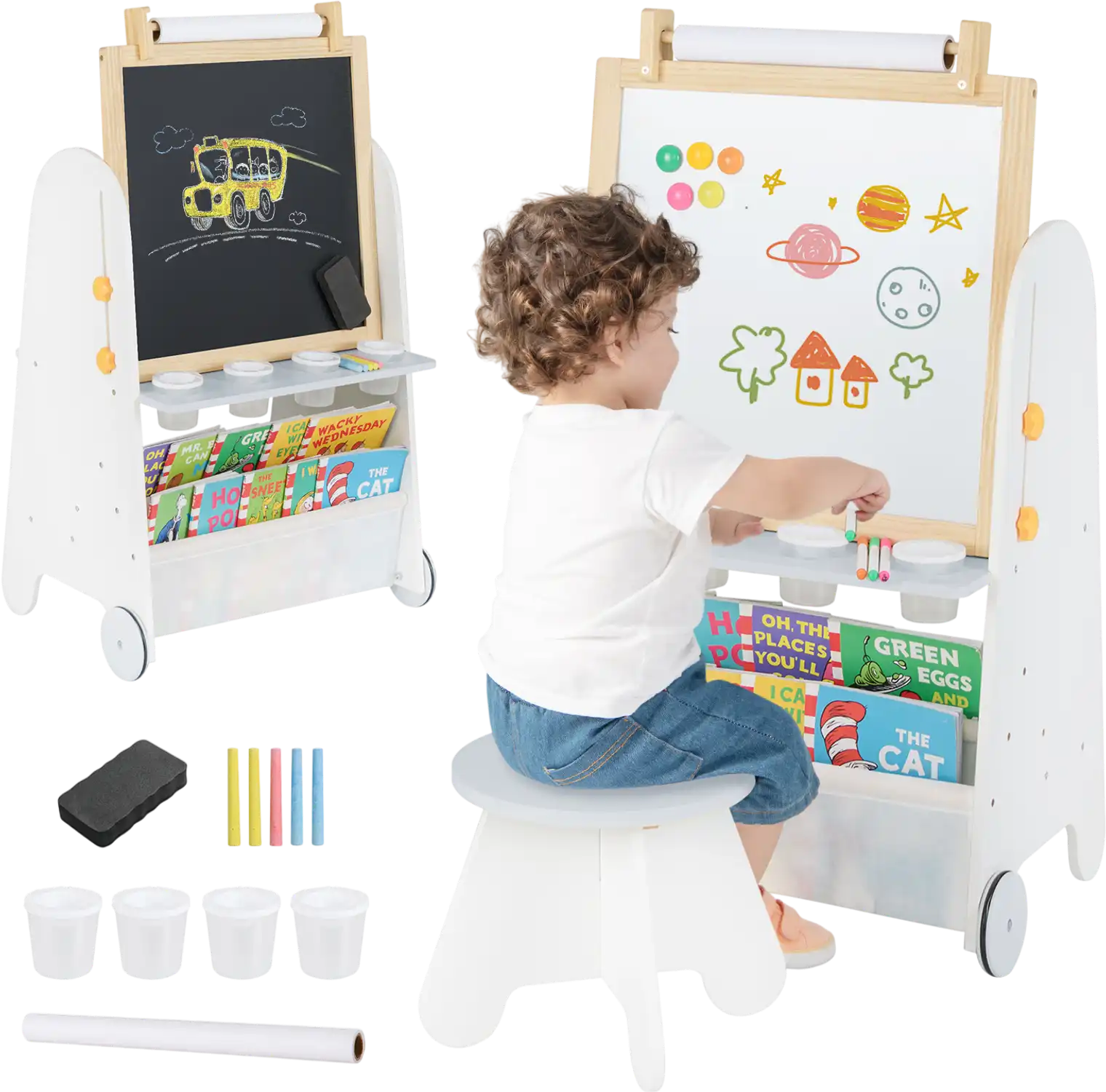 Costway 4-in-1 Toddler Activity Table Set Magnetic Whiteboard Chalkboard 369481257 New