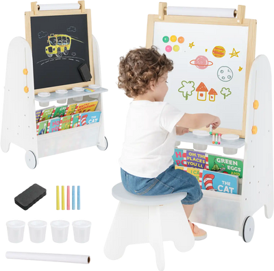 Costway 4-in-1 Toddler Activity Table Set Magnetic Whiteboard Chalkboard 369481257 New
