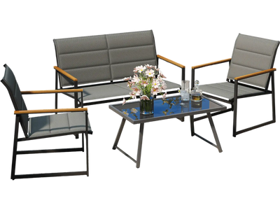 Costway 4-Piece Outdoor Patio Conversation Furniture Set Gray 386542791 New
