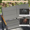 Cozy padded loveseat seat and back with breathable fabric for outdoor comfort in a gray patio furniture set.