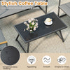 Rectangle coffee table with tempered glass tabletop, part of a 4-piece gray outdoor patio furniture set for versatile.