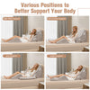 Multifunctional gray wedge pillow set showing various support positions for back, neck, and leg pain relief.