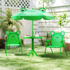 4 Pieces Kids Picnic Set with 2 Folding Chairs and Height Adjustable Umbrella-Green - Gallery View 1 of 11