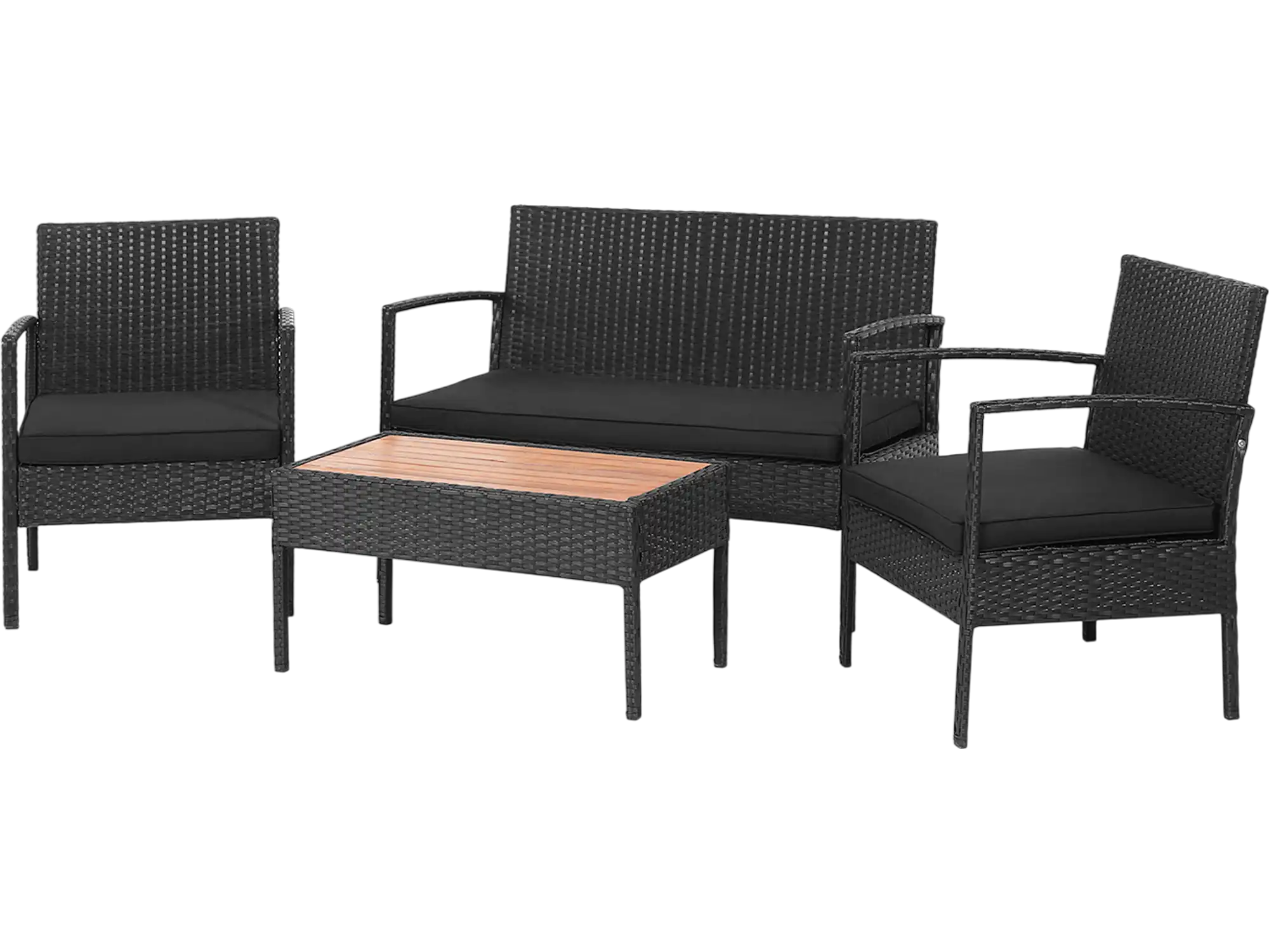 Costway 4-Pc Patio Rattan Cushioned Furniture Set w/ Wooden Tabletop 20963174 New