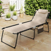 4 Position Folding Lounge Chaise with Adjustable Backrest and Footrest-Beige - Gallery View 1 of 8