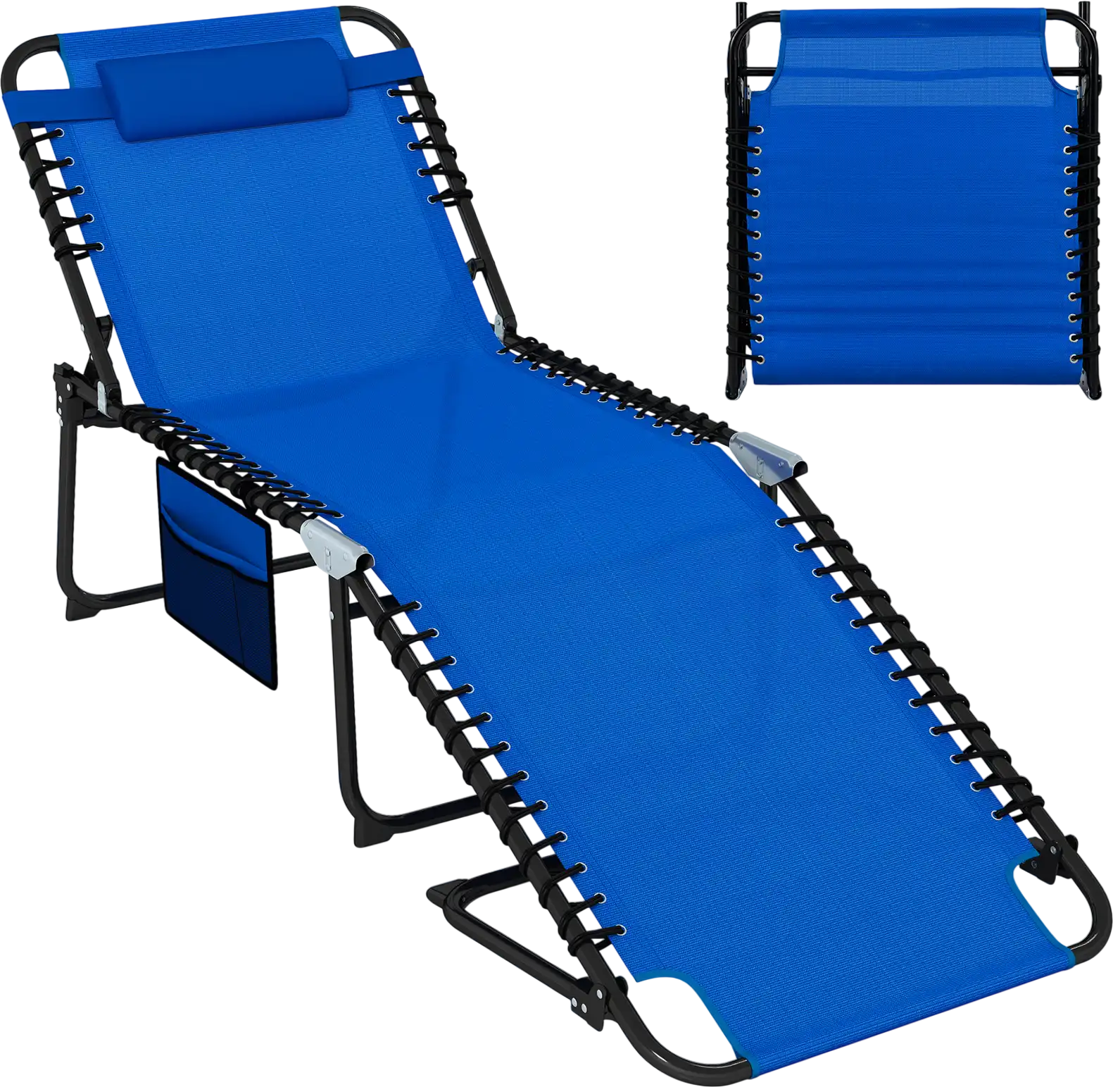 Costway 4-Position Folding Outdoor Chaise Lounge Chair Adjustable Backrest Footrest 25437019 New