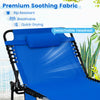 Navy 4 position folding lounge chaise with adjustable backrest, detachable headrest, and rip-resistant fabric for.