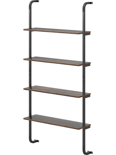 Costway 4-Tier Industrial Pipe Bookshelf Metal Frame Living Room Kitchen 179465238 New