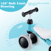 Close-up of the Baby Balance Bike's 135° safe limit steering and anti-slip handlebars for secure riding.