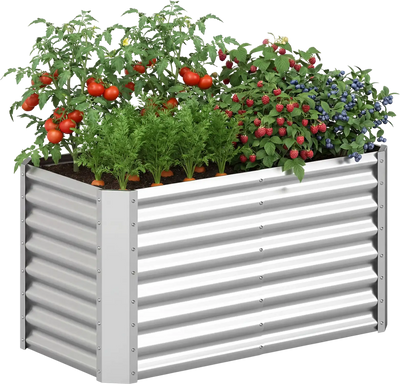 Costway 4 x 2 x 2' Galvanized Raised Garden Bed Rectangular Metal Planter Box 97467213 New