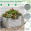 Galvanized metal raised garden bed planter box with corrugated panels, ideal for flowers and vegetables in outdoor.