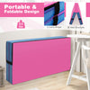 Bi-folding pink gymnastic tumbling mat with handles, 4" thick, waterproof PU leather, ideal for yoga and stretching.