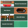 Manual scoreboards and goal boxes on the 4-in-1 combo game table set for foosball, billiards, and hockey.