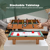 Stackable tabletop game set featuring foosball and hockey, perfect for family fun and space-saving entertainment.