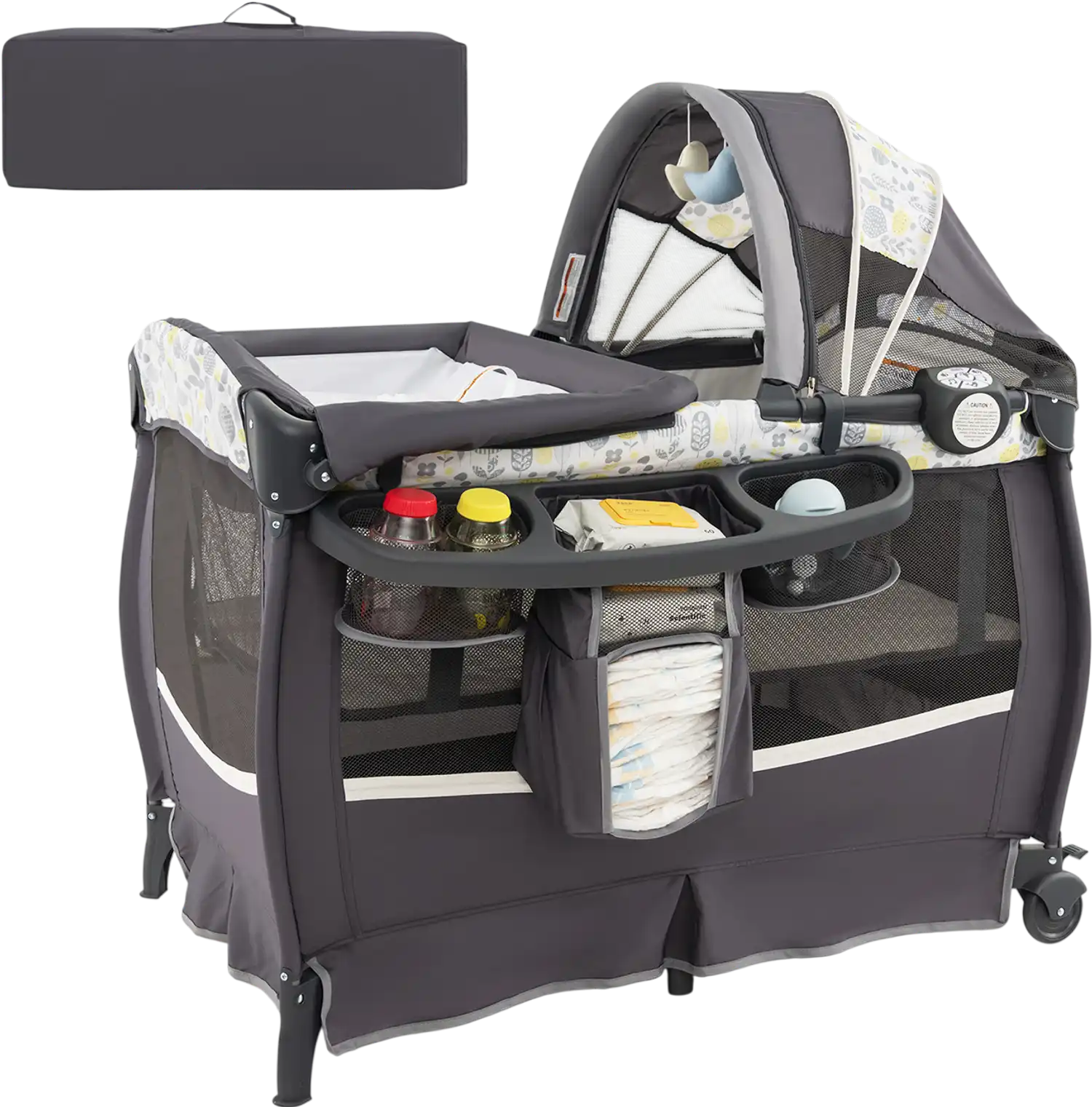 Costway 4-in-1 Portable Pack and Play Baby Nursery Center Bassinet 19672385 New