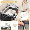Portable baby bassinet with adjustable canopy, soft mattress, and storage pockets for convenient nursery care.