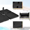 Close-up of the 4-piece patio umbrella base showing circulation holes, hidden handle, and easy-fill spouts for.