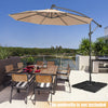 Four-piece cantilever patio umbrella base with easy-fill spouts, durable HDPE material, ideal for stability and.