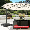 Cantilever offset patio umbrella base with 200 lbs capacity, stackable design, ideal for garden or patio use.
