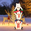 Stacked snowmen Christmas decoration with 150 LED lights, perfect for outdoor holiday displays and winter festivities.