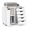 5-drawer mobile storage cabinet in white with spacious top, ideal for office supplies and versatile room use.