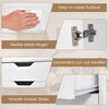 Close-up of the 5-drawer dresser chest showing flexible metal hinges and smooth drawer slides for easy use.