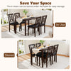 5-piece dining table set with a wide tabletop, featuring rubber wood legs and four chairs stored underneath for.