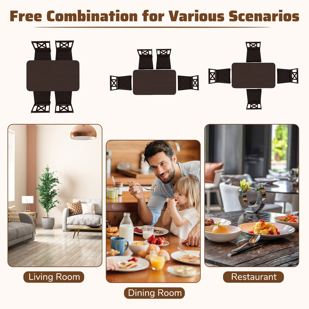 5-piece dining table set featuring a wide tabletop and rubber wood legs, ideal for living rooms, dining rooms, and.
