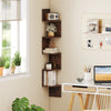 5-Tier Corner Shelf Floating Bookshelf Wall Mounted Storage Organizer-Rustic Brown - Gallery View 1 of 10