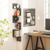 5-tier corner shelf in oak finish, showcasing books and decor in a modern home office setting for efficient.