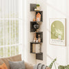 5-tier corner shelf in oak finish, featuring a stylish design for displaying plants and decor while saving space.