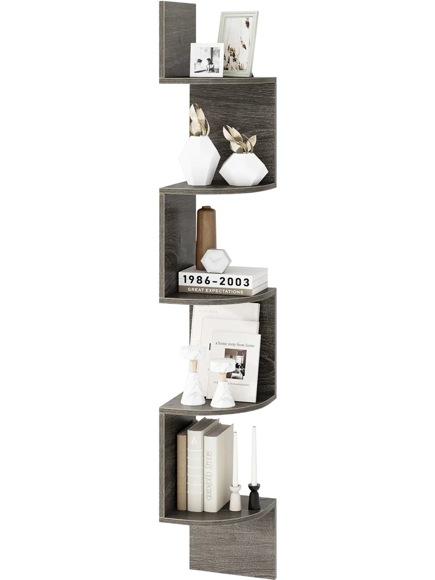 Costway 5-Tier Corner Floating Bookshelf Wall Mounted Storage Organizer 785314962 New