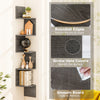 5-tier corner shelf in oak finish with rounded edges and screw hole covers, perfect for organizing books and decor.