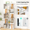5-tier geometric bookcase with metal frame and anti-tipping kits, designed for stylish storage and safety in any room.