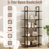 5-tier vintage industrial bookshelf in rustic brown with open storage for books and decor, ideal for living room or.