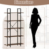 5-tier vintage industrial bookcase in rustic brown, measuring 62 inches tall, ideal for versatile storage in any room.