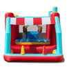 Colorful 5-in-1 Ice Cream Inflatable Bounce House with slide, ball pit, and safety mesh for kids' outdoor fun.