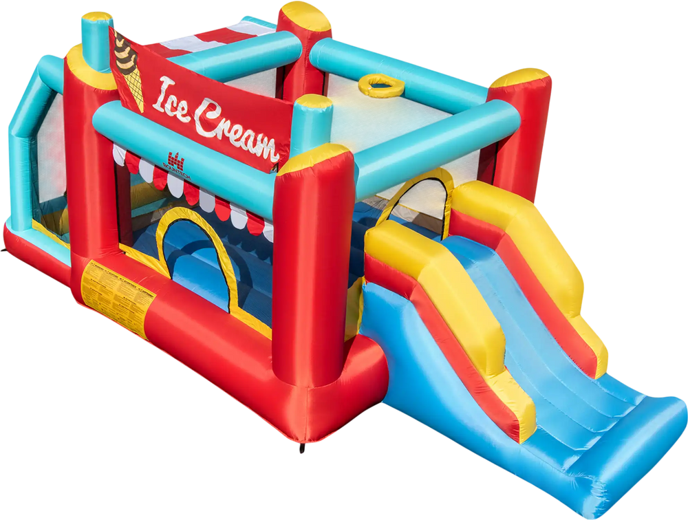 5-in-1 Ice Cream Inflatable Bounce House with Ball Pit and Slide without Blower