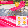 5-position outdoor folding chaise lounge chair in rose red with adjustable footrest and removable pillow for comfort.