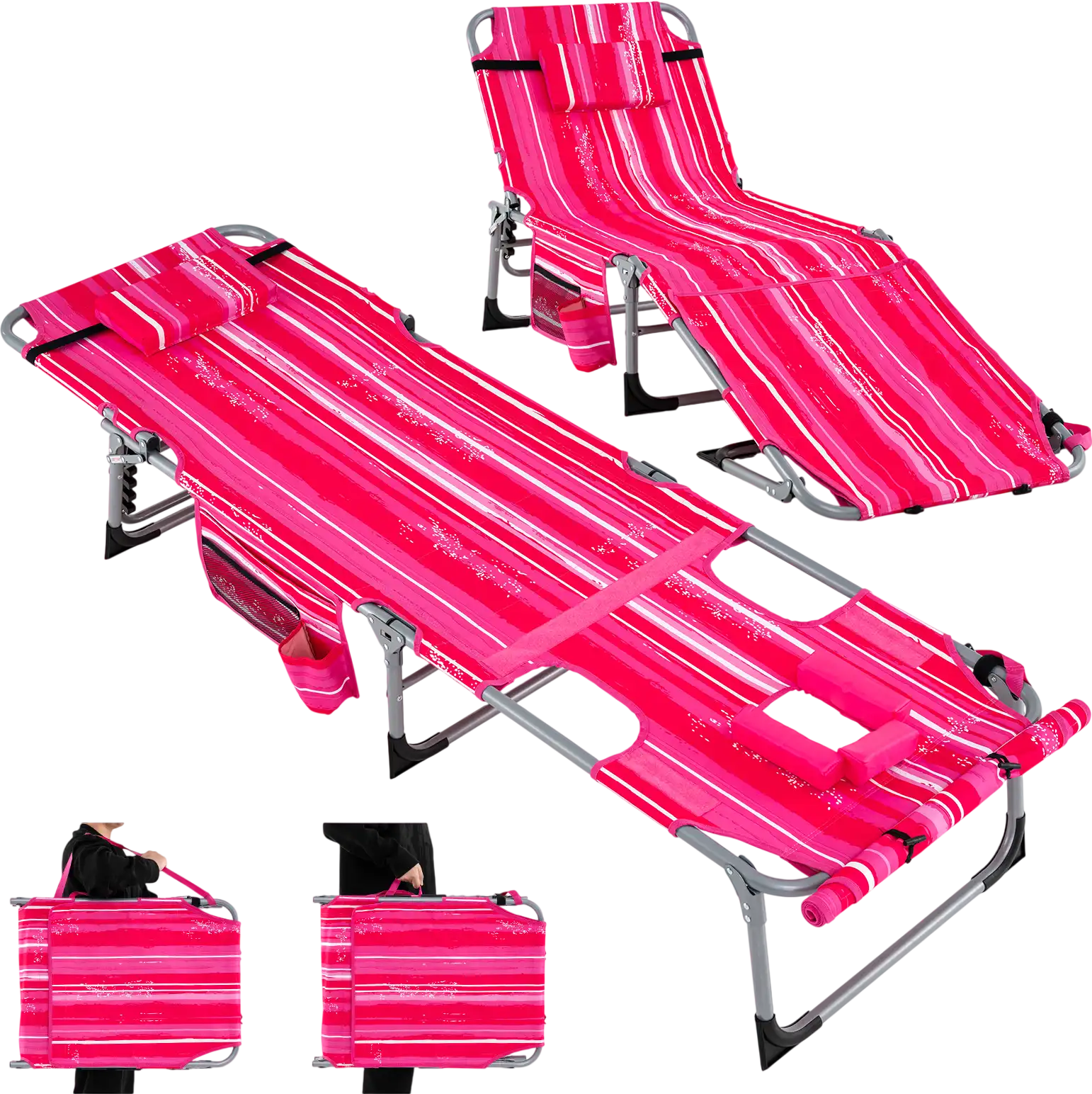 Costway 5-Position Outdoor Folding Chaise Lounge Chair 71942385 New