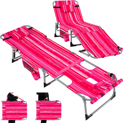 Costway Outdoor Folding 5-Position Chaise Lounge Chair 71942385 New