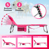 Adjustable 5-position outdoor folding chaise lounge chair in rose red, featuring a cushioned pillow and cup holder for.