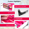 5-position outdoor folding chaise lounge chair in rose red featuring a cup holder, mesh pocket, and non-skid legs for.